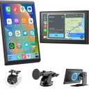Portable CarPlay Screen for Car Wireless Car Play & Android Auto Touch Screen,7" HD,Landscape&Portrait,1080P Backup Camera GPS Navigation Music Voice Control Bluetooth AUX FM for All Vehicles