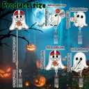 2 x Geyoga 4 Pcs Halloween Badge Reel Glitter Sport Ghost Glow in The Dark Retractable ID Badge Holder with Alligator Clip Horror Spooky Name Tag Holder Gifts for Sports Lovers Nurse Medical Teacher