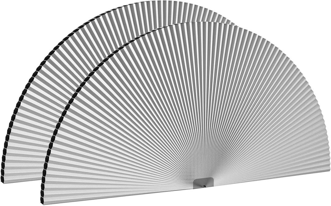 Myshade Arch Window Shades Half Circle Blackout Cellular Shades Cordless No Drill Blinds for Windows Half Moon Honeycomb Fabric No Tools Room Darkening Shades Easy Install (2PCS White 24" W X 12" H)