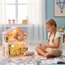 DIY Miniature House Kit: Sweet Time House, Parent-Child Craft Fun, Shelf Display with Details (Warm Pink,Filled with The Happyness of Life)