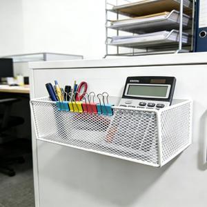 Magnetic Basket Organizer Holder for FridgeMagnetic Shelf for Washing Machine Magnetic Mesh Basket, White Rectangular Steel Shelf Organizer, 10.43 x 4.92 x 3.15 Inches (White, 2 pack)