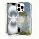  iPhone 16 Pro Max Case, Animal Phone Cases for iPhone 16 Pro Max, Scratch Resistant Shockproof Cover, Aesthetic Clear Phone Cover, Black Cat Case, Beauty and Black CatB079