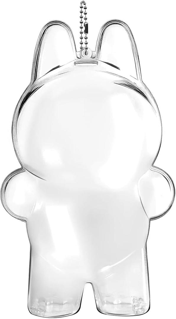 2 x Protective Case for Labubu Standing Figure - Clear PVC Portable Storage Box with Keychain, Dustproof Scratch-Resistant Collector Display (Figure Not Included Style1)