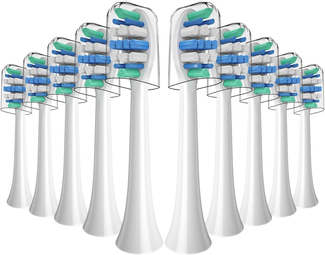 Replacement Toothbrush Heads Compatible with Philips Sonicare Electric Toothbrush, 10 Pack Standard Brush Heads for DiamondClean, ProtectiveClean 4100 5100, C1 C2 C3 G2, White (Blue)