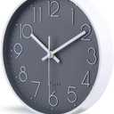 jomparis 10 Inch Gray Wall Clock Battery Operated Silent & Non-Ticking Wall Clock for Home, Bathroom, Bedroom, Kitchen