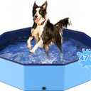 47'' Foldable Dog Pet Bath Pool, Heavy Duty Non-Slip Kiddie Pool, Plastic Pet Wading Pool for Puppy Small Medium Large Dogs, Indoor and Outdoor Kids Pet Dog Bathtub (L - 47*12 IN - 90 Gal)