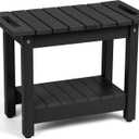 Waterproof Shower Bench, 24" Poly Lumber Shower Stool for Shaving Legs, Shower Chair Seat with Storage Shelf and Handles, Bathroom Bench for Inside Shower, Non-Slip (Black)