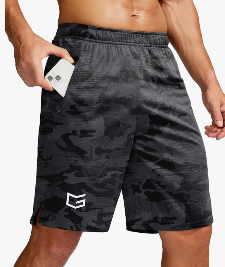 G Gradual Men's 9" Workout Running Shorts Quick Dry Lightweight Gym Shorts with Zip Pockets, Size: XL
