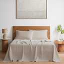 DAPU Pure Linen Sheets Set, 100% French Linen from Normandy, Breathable and Durable for Hot Sleepers, 4 Pcs Set - 1 Flat Sheet, 1 Fitted Sheet, 2 Pillowcases (Natural Linen, King)