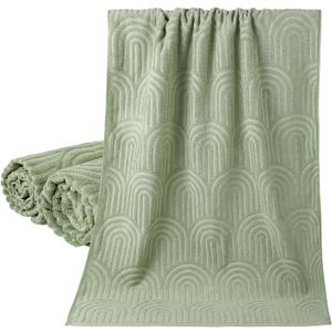 Frienda 2 Pcs Sage Green Quick-Dry Lightweight Bath Towels 100% Cotton Soft Absorbent Towels with Boho Arch Jacquard for Shower Body Quicker to Dry for Bathroom Hotel Spa Home Pool Beach Women Gifts