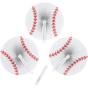 Baseball Paper Folding Fans - Set of 12 - Sports Party Supplies