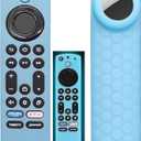 CT-RC1US-21 Remote Cover with Hole for Airtag and Tile Sticker (Glow in The Dark) Compatible for NS-RCFNA-21 Insignia/Toshiba Fir tv Remote,for TV Omni Series and 4-Series (Glow Blue)