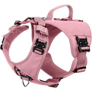 ICEFANG GN8 Tactical Dog Harness for Medium Sized Dogs,Full Metal Buckles,Reflective in Training Walking K9 Dog Vest,No-Pull Front Leash Clip,Adjustable Pet Harness (Pink, M (Pack of 1))