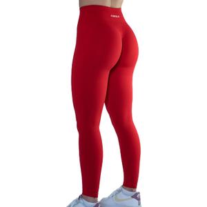 AUROLA Workout Leggings for Women Seamless Scrunch Tights Tummy Control Gym Fitness Girl Sport Active Yoga Pants (Large, Fiery Red)