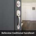 Kwikset Belleview Front Door Lock Handle and Deadbolt Set, Entry Handleset Exterior with Interior Door Knob, Satin Nickel, Pick Resistant SmartKey Rekey Deadbolt Security