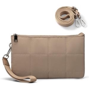 befen Puffer Crossbody Wristlet for Women, RFID Wristlet Wallet Purse with 2 Strap, Lightweight Shoulder Bag for Travel