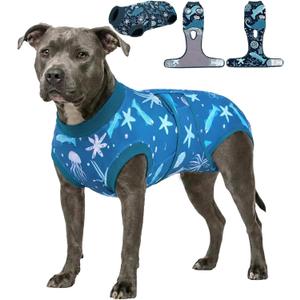 PetWarm Dog Suit for Surgery Recovery, Shirts for Dogs, Dog Bodysuit After Surgery, Soft Full Coverage Recovery Outfit, Designed for Healing Comfor, Marine Animal Patterns, Blue, 2XL (XX-Large, Multi-colored)