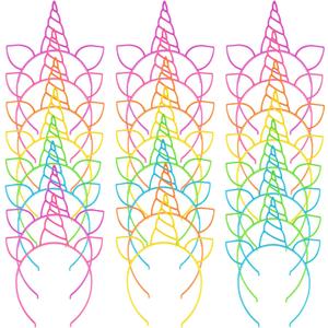 Zddaoole 24 Pcs Unicorn Headbands Unicorn Birthday Party Favors,Plastic Hairbands for Girls,Headware Accessories for Party Supplies Gift,Teens Toddlers Children