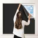 Petaholic 100% Blackout Curtains for Bedroom, Portable DIY Window Blinds, No Drill Window Shades & Blackout Blinds with Stickers & Tabs for Travel, Dorm Room, Media Room (157" x 57")