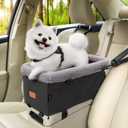 BurgeonNest Dog Car Seat for Small Dog, Center Console Pet Booster Seat with Metal Frame, Upgraded Pet Carseat with Double Protection Seat Belts, Washable Cushion, Safety Leash and Storage Pocket