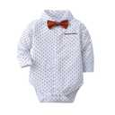 Boarnseorl Baby Boys Gentleman Outfits Pants Sets, Infant Long Sleeve Shirt + Pants + Cap + Bow Tie + Suspenders Suits, 2-3T, Orange