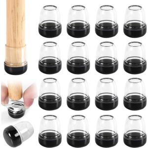16PCS Chair Leg Sliders for Carpet/Rug, Teflon Glides Chair Leg Caps for Hardwood Floors, Round Furniture Slider Pads for Quickly and Easily Moving Furniture, Protect Floor(Clear,Fit 0.5"-0.7")