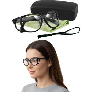 0.75mmpb X-Ray Lead Glasses, Eye Safety Glasses with Side Shields, Lightweight Lab Dental Glasses with Storage Case Cleaning Cloth Eyeglass Strap for Eye Protection (Black Frame)
