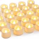Homemory 72-Pack Novelty Flickering Flameless Tea Lights, 200+Hours Battery Operated, Fake Electric LED Votive Candles for Small Wedding Table Centerpieces, Proposals, Anniversaries (Warm White Glow, White Base)