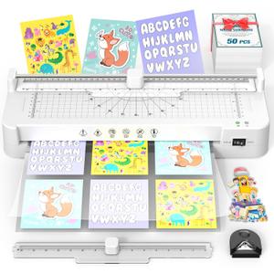 13in Laminator Machine with Sheets 50pcs + Paper Trimmer + Corner Rounder, 11x17 / ABS Anti-Jam Technology |Dual Hot and Cold Mode | 90s Fast Preheat for A3/A4/A5/A6 Home Office School Use