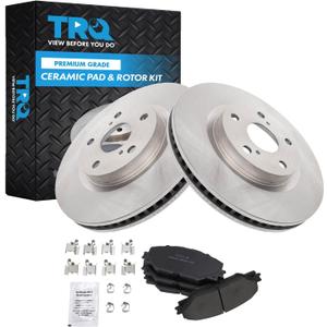 TRQ Front Brake Pad and Rotor Set Ceramic Vented Rotors