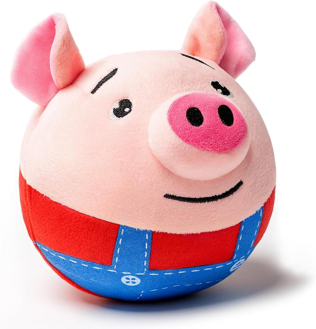 Interactive Dog Toy, Automatic Jumping Pig with Bounce, Squeak, Voice Recording & Music to Keep Them Busy, Machine Washable Cover for Medium & Light Chewers, Pets Ideal Gift