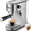 Espresso Machine with Milk Frother, 20 Bar High Pressure Professional Espresso Maker Automatic, Compact Stainless Steel Coffee Machine for Cappuccino, Latte, Silver