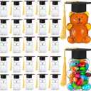 73 Sets 2026 Graduation Cap Bear Candy Jar 2oz Empty Bear Plastic Container with Graduation Cap with Tassel Grad Bear Bottle DIY Gift for Graduation Party Favor Decoration Supplies