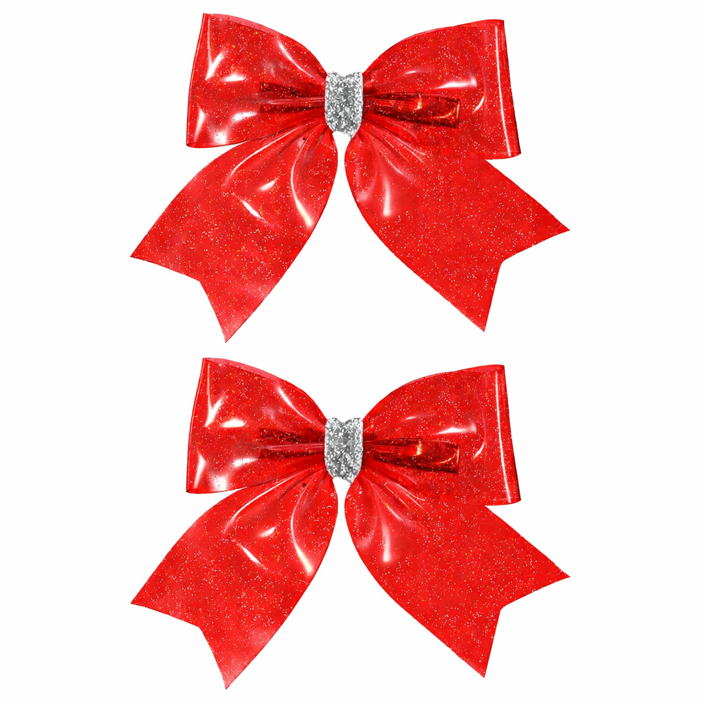 PVC Hair Bow Clips Cute Glitter Hairpins Girls Teens Alligator Hair Accessories for Summer Beach Seaside Party, Red