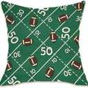 Fahrendom Football Green Lumbar Decorative Rectangle Pillow Cover 18 x 18, American Rugby Sport Game Porch Patio Outdoor Pillowcase, Sofa Couch Cushion Case Home Decor Gift for Football Fan Set of 3