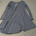 DEARCASE Women's T Shirt Dress Long Sleeve V-Neck Floral Print Casual Loose Flowy Swing Dresses L, Gray Blue