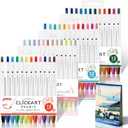 Zebra Clickart Retractable Marker Pens 48 Colors Complete Set, 4 Unique 12-Color Sets Included, Water-Based Ink, Smooth Writing, Ideal for Note-Taking and Artwork with Ukiyo-e sticky notes