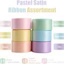 Pastel Ribbon Set 1 Inch x 60 Yards, 6 Rolls Pastel Rainbow Satin Ribbon for Easter Decor, Spring Decorations, Bridal Shower, Gift Wrapping, Bouquets, Party Supplies and Crafts