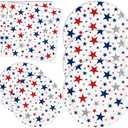 Whaline 72Pcs Patriotic Party Tableware Set Red Blue Star Disposable Dinnerware 48Pcs Paper Plate 24Pcs Napkin for 4th of July Independence Day Party Supplies Table Decor