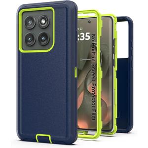 for Motorola Moto Edge 5G 2025 Case, Heavy Duty Protective Case with [3 in 1] Rugged Rubber Shockproof Protection Cover for Moto Edge 2025(Dark Blue/Green)