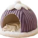 Cat Cave Bed for Indoor Cat - Cat Cave Beds with Machine Washable Slip Resistant Bottom,Kitten Bed,Pumpkin Cat Beds (Medium, grey)