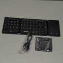 Samsers Foldable Bluetooth Keyboard with Touchpad  Portable Wireless Keyboard with Holder, Rechargeable Full Size Ultra Slim Pocket Folding Keyboards for Android Windows iOS Tablet & Laptop  Black