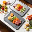 Titanium Cutting Board for Kitchen, Cutting Boards Non Toxic Double Sided Metal Pure Titanium and Wheat Straw PP Chopping Board Food Grade Easy to Clean Large Size 16"*10"*0.9"(Grey) (Gray)