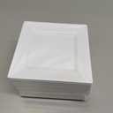 Ilyapa 50 White Square Disposable Plates - 4.5" Inch, Plastic Disposable Mini Square White Plates, for Appetizers, Dessert, & Tasting