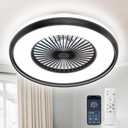 Bladeless Ceiling Fan with Light, 24'' Low Profile Ceiling Fan, Remote & APP Control, 2700-6500K Dimmable Brightness, 6 Wind Speeds Flush Mount LED Fan Light for Bedroom, Kids Room