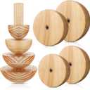 DoubleFill 4 Pack Pottery Molds Plaster Molds Wood Pottery Tools with Handle Foam for Ceramic Top Forms DIY Bowls Plate Dish Slump Press Art, Hemispherical, 5.5'' 6.5'' 7.5'' 8.5'', Thickness 2.5''