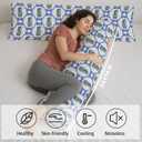 Blue Chinoiserie Christmas 20x54 Body Pillow Cover with Zipper,Grandmillennial Christmas Decor,Coquette Preppy Blue Bow Xmas Striped Decorative Long Hug Pillow Cases for Bed Couch