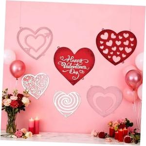 AceOrbit 6 Pcs Valentines Wall Decor Metal Wall Art Farmhouse Hollow Heart