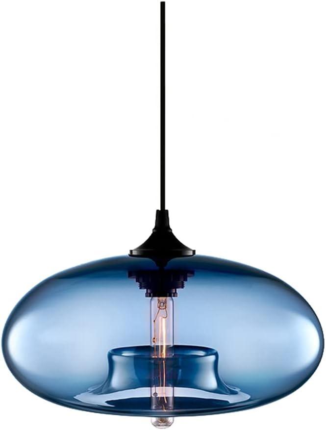 Industrial Pendant Light Shade of Onion Vintage Chandelier E26 Pendant Lighting for Kitchen Island Colorful Glass Cage (Blue)