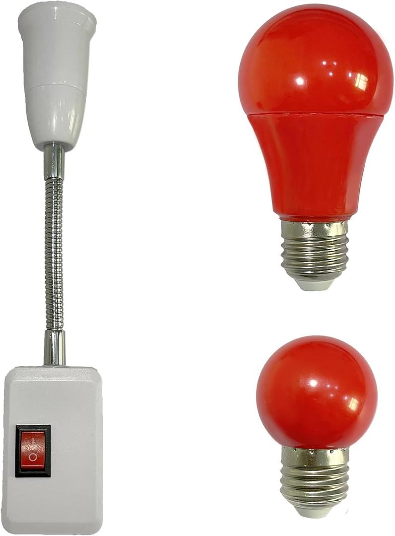 Darkroom Safelight Portable Red Lamp, E27 LED Screw Mouth Wall Light 360 Degree Desk Light with Switch